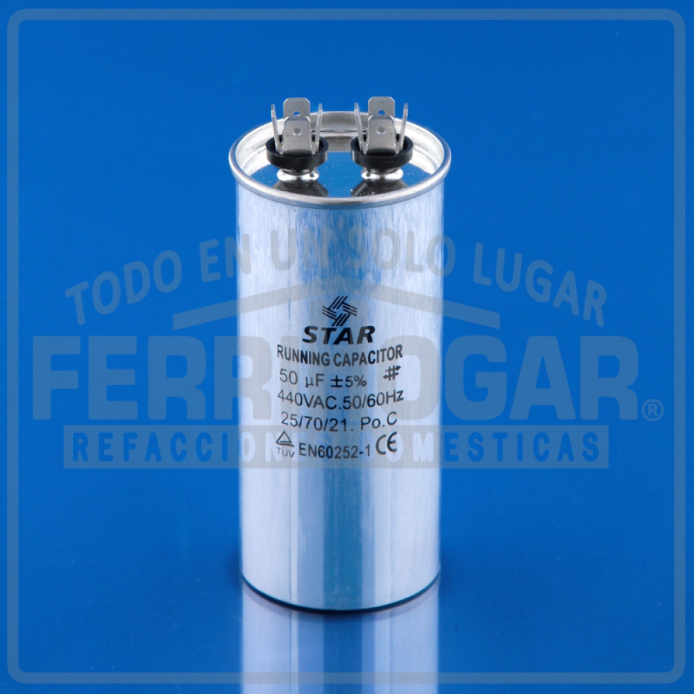 CAPACITOR TRABAJO AIRE ACONDICIONADO 50 MFD 440V REDONDO