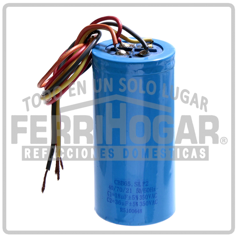 CAPACITOR LAVADORA MABE 2 TINAS 36 Y 18 MFD